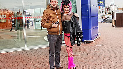 Bitchy goth chick has real group sex